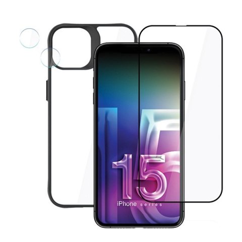 Etui na telefon Apple iPhone 15 + szkło ekran i aparat 3MK Comfort Set