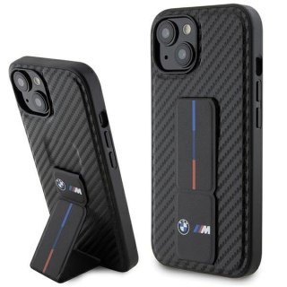 Etui BMW BMHCP15SGSPCCK Apple iPhone 15 hardcase Grip Stand Smooth & Carbon czarny/black