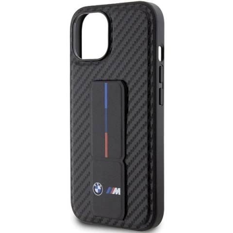 Etui BMW BMHCP15SGSPCCK Apple iPhone 15 hardcase Grip Stand Smooth & Carbon czarny/black