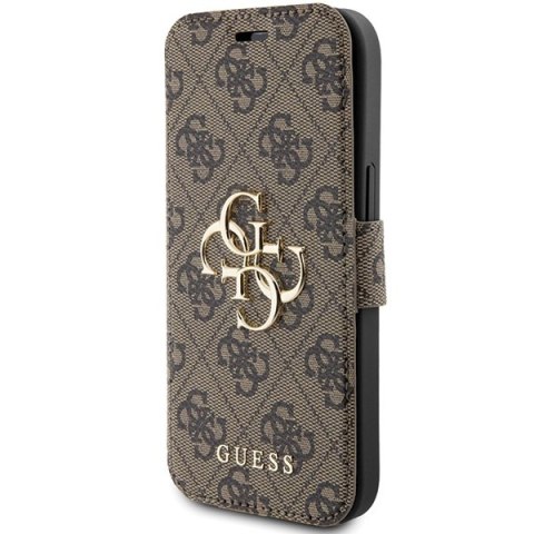 Etui na telefon iPhone 15/14/13 Guess GUBKP15S4GMGBR brązowe book