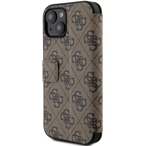 Etui na telefon iPhone 15/14/13 Guess GUBKP15S4GMGBR brązowe book