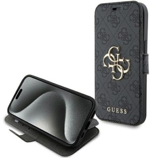 Etui iPhone 15 / 14 / 13 Guess GUBKP15S4GMGGR szary book 4G Metal Logo