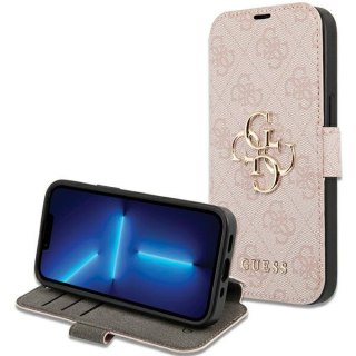 Etui iPhone 15 / 14 / 13 Guess GUBKP15S4GMGPI różowy book 4G Metal Logo