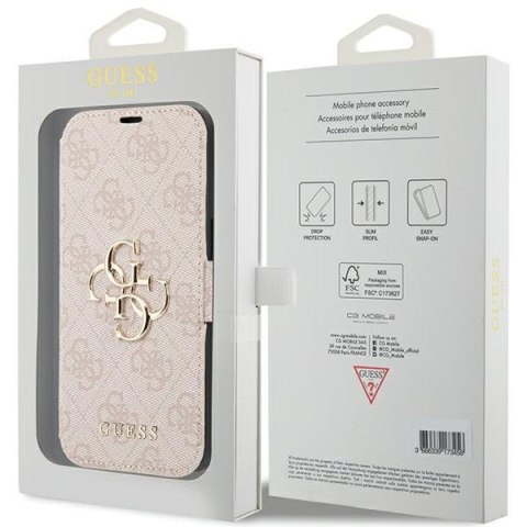 Etui na telefon iPhone 15/14/13 Guess GUBKP15S4GMGPI różowy book 4G