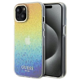 Etui iPhone 15 / 14 Guess wielokolorowe hardcase IML Faceted Mirror Disco Iridescent