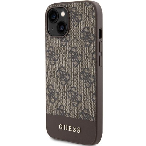 Etui na telefon iPhone 15/14/13 Guess brązowe hardcase 4G Stripe Collection