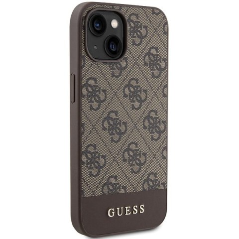 Etui na telefon iPhone 15/14/13 Guess brązowe hardcase 4G Stripe Collection