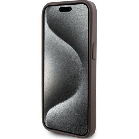 Etui na telefon iPhone 15/14/13 Guess brązowe hardcase 4G Stripe Collection