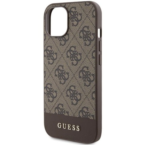 Etui na telefon iPhone 15/14/13 Guess brązowe hardcase 4G Stripe Collection