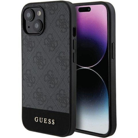 Etui na telefon iPhone 15/14/13 Guess szare hardcase 4G Stripe Collection