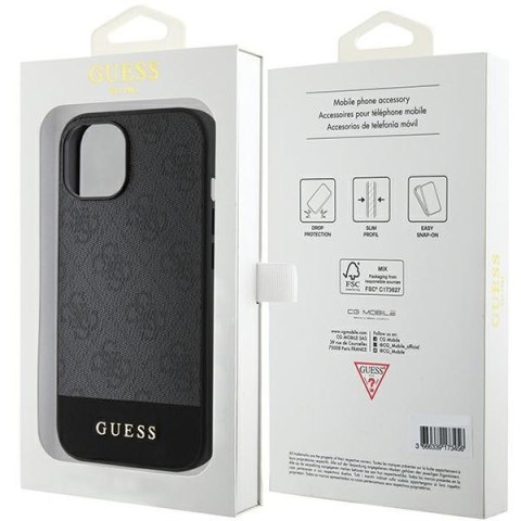 Etui na telefon iPhone 15/14/13 Guess szare hardcase 4G Stripe Collection