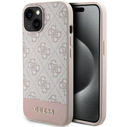 Etui na telefon iPhone 15/14 Guess różowe hardcase 4G Stripe Collection