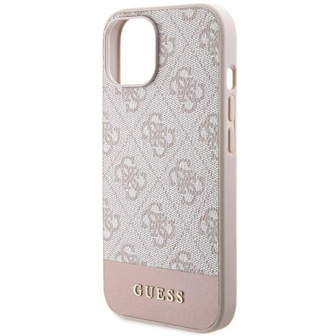 Etui na telefon iPhone 15/14 Guess różowe hardcase 4G Stripe Collection