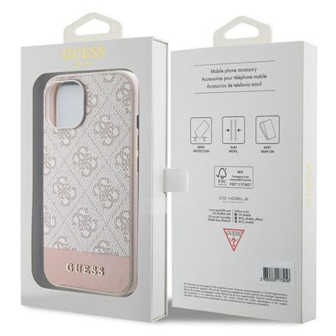 Etui na telefon iPhone 15/14 Guess różowe hardcase 4G Stripe Collection