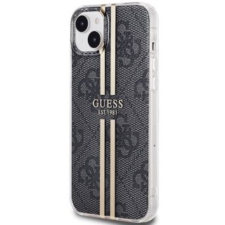 Etui iPhone 15 / 14 / 13 Guess czarne hardcase IML 4G Gold Stripe