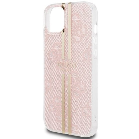 Etui iPhone 15 / 14 / 13 Guess różowe hardcase IML 4G Gold Stripe