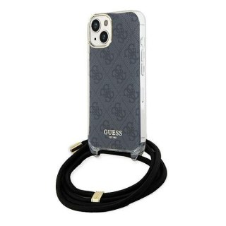 Etui na telefon iPhone 15/14 Guess czarne hardcase Crossbody Cord 4G