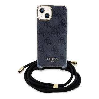 Etui na telefon iPhone 15/14 Guess czarne hardcase Crossbody Cord 4G