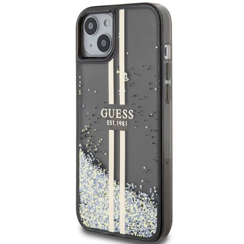 Etui na telefon iPhone 15/14/13 Guess czarne hardcase Liquid Glitter