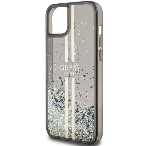 Etui na telefon iPhone 15/14/13 Guess czarne hardcase Liquid Glitter