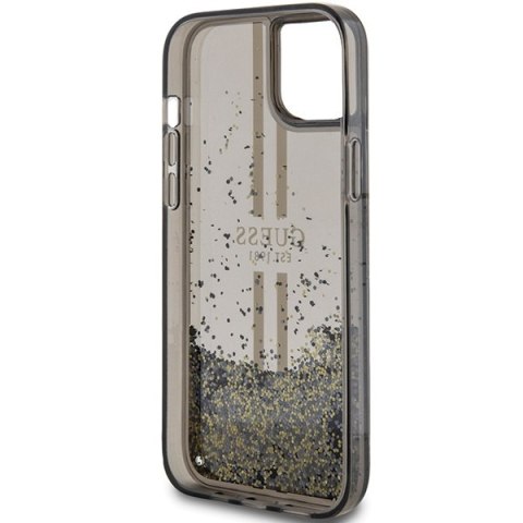 Etui na telefon iPhone 15/14/13 Guess czarne hardcase Liquid Glitter