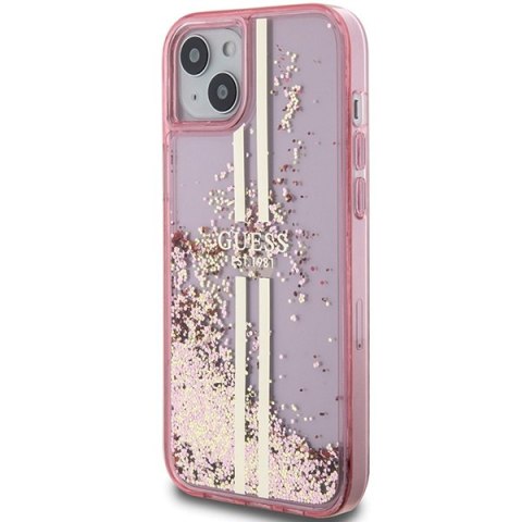 Etui na telefon iPhone 15/14/13 Guess różowe hardcase Liquid Glitter