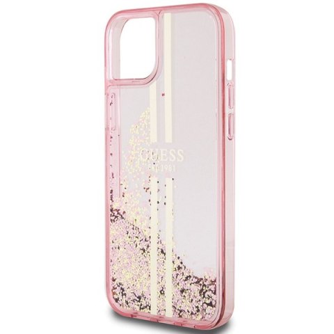 Etui na telefon iPhone 15/14/13 Guess różowe hardcase Liquid Glitter