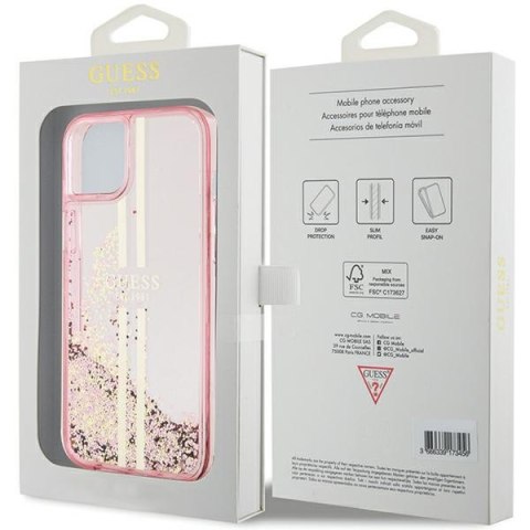 Etui na telefon iPhone 15/14/13 Guess różowe hardcase Liquid Glitter