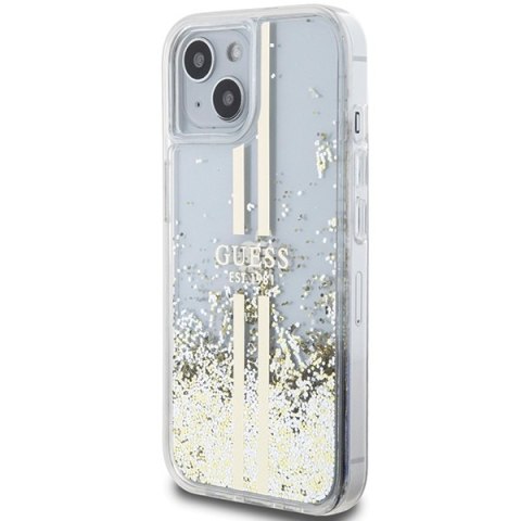 Etui na telefon iPhone 15/14/13 Guess przezroczyste Liquid Glitter Gold