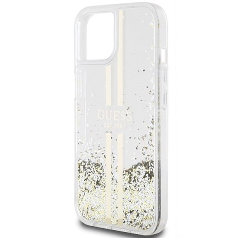 Etui na telefon iPhone 15/14/13 Guess przezroczyste Liquid Glitter Gold