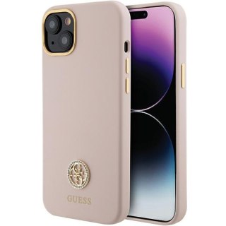 Etui na telefon iPhone 15 Guess jasnoróżowe hardcase Silicone Strass 4G