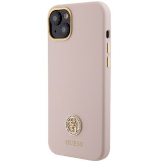 Etui na telefon iPhone 15 Guess jasnoróżowe hardcase Silicone Strass 4G