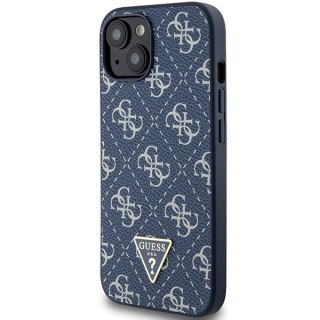 Etui iPhone 15 / 14 / 13 Guess niebieskie hardcase 4G Triangle Metal Logo