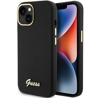 Etui na telefon iPhone 15 Guess czarne hardcase z logo metalowym