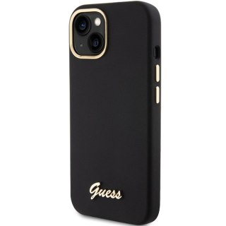 Etui na telefon iPhone 15 Guess czarne hardcase z logo metalowym