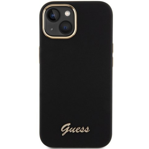 Etui na telefon iPhone 15 Guess czarne hardcase z logo metalowym