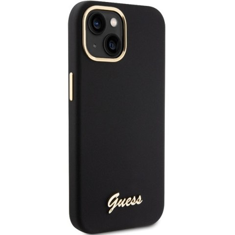 Etui na telefon iPhone 15 Guess czarne hardcase z logo metalowym