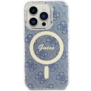 Etui iPhone 15 / 14 / 13 Guess IML 4G MagSafe niebieskie