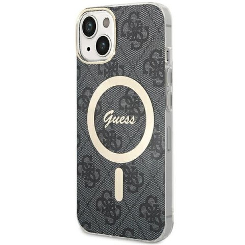 Etui na telefon iPhone 15 Guess IML 4G MagSafe czarne - eleganckie i trwałe