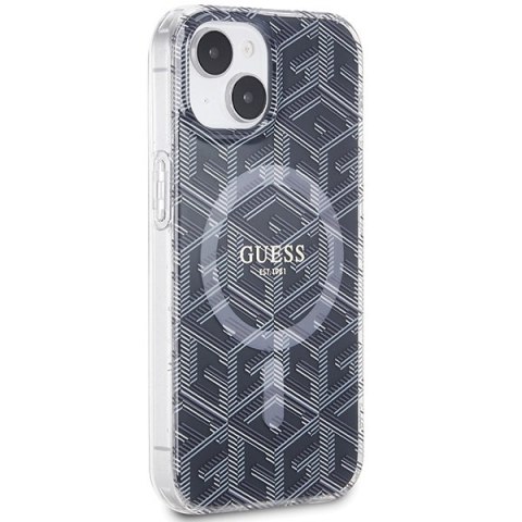 Etui na telefon iPhone 15/14 Guess IML GCube MagSafe czarne