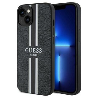 Etui iPhone 15 / 14 / 13 Guess 4G Printed Stripes MagSafe czarne