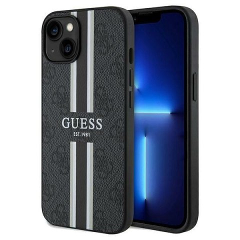 Etui na telefon iPhone 15/14/13 Guess 4G MagSafe czarne paski