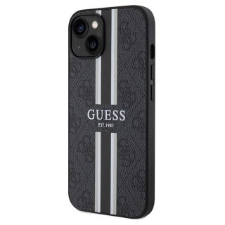 Etui iPhone 15 / 14 / 13 Guess 4G Printed Stripes MagSafe czarne