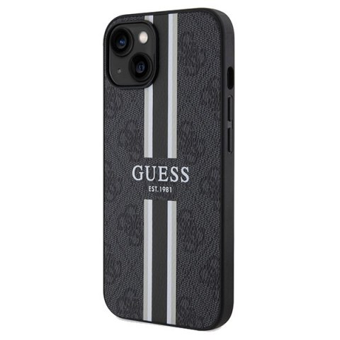 Etui na telefon iPhone 15/14/13 Guess 4G MagSafe czarne paski