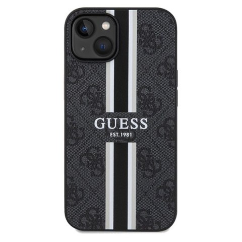 Etui na telefon iPhone 15/14/13 Guess 4G MagSafe czarne paski