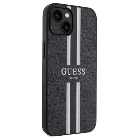 Etui na telefon iPhone 15/14/13 Guess 4G MagSafe czarne paski