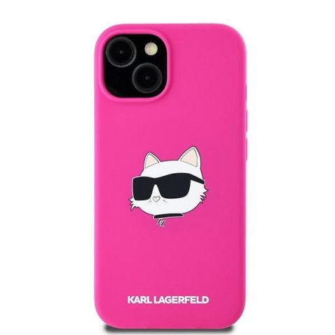 Etui iPhone 15 / 14 / 13 Karl Lagerfeld różowe hardcase Silicone Choupette Head MagSafe