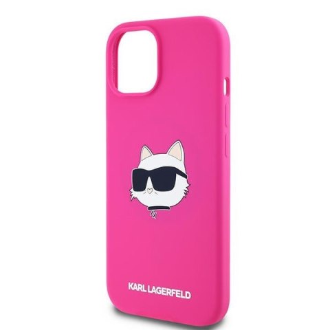 Etui iPhone 15 / 14 / 13 Karl Lagerfeld różowe hardcase Silicone Choupette Head MagSafe