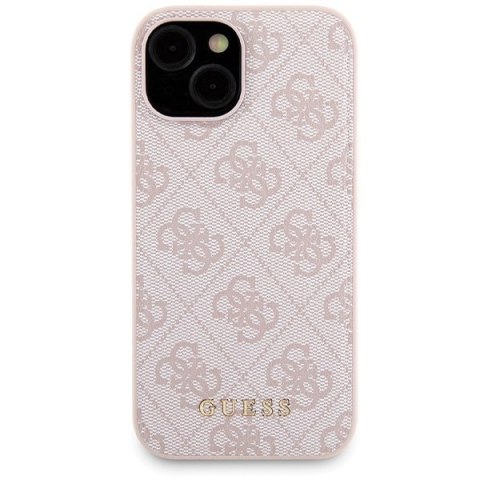 Zestaw Guess GUBPM5P15S4GEMGP Apple iPhone 15 hardcase + Powerbank 5000mAh MagSafe 4G Metal Logo różowy/pink