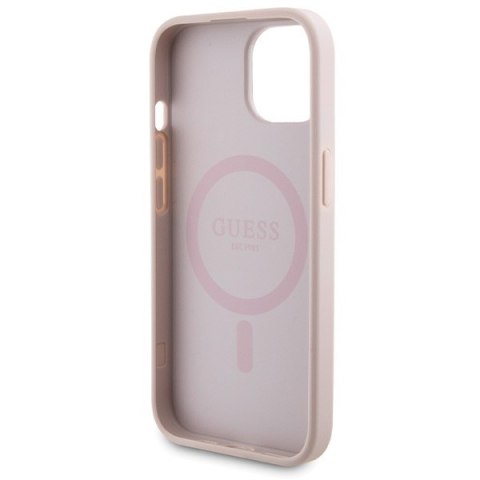 Zestaw Guess GUBPM5P15S4GEMGP Apple iPhone 15 hardcase + Powerbank 5000mAh MagSafe 4G Metal Logo różowy/pink